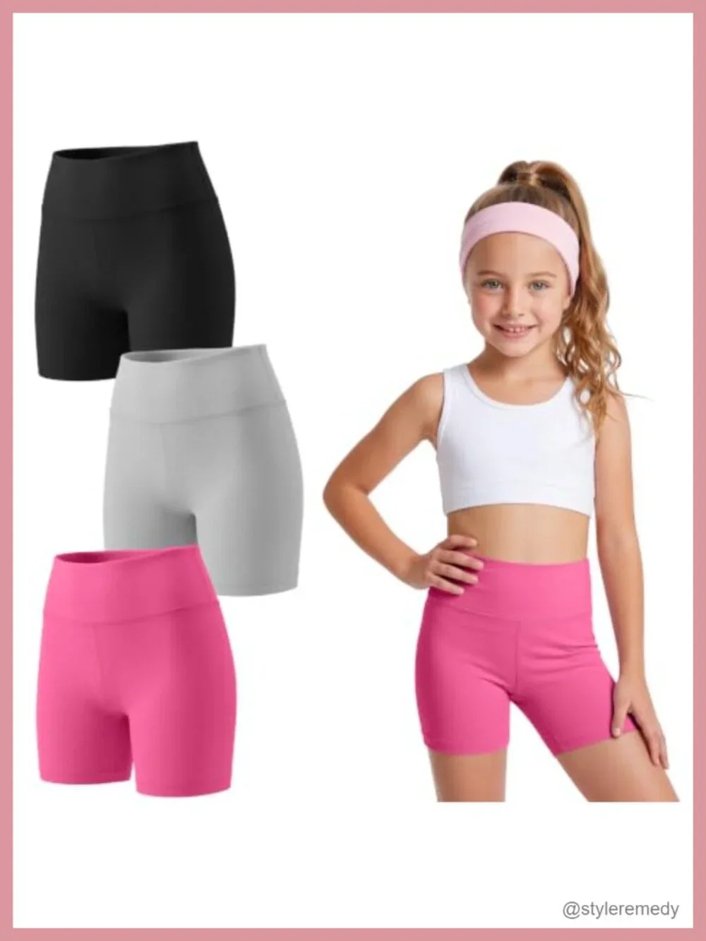 3 Pack Girls High Waist Biker Shorts Athletic Yoga Dance Shorts